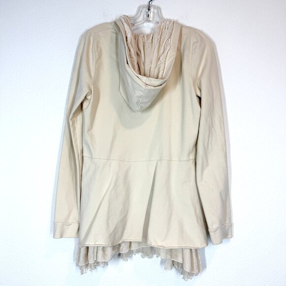 Johnny Was 4 Love & Liberty Peplum Hoodie Jacket Velvet Victorian Ivory Medium - Picture 3 of 8